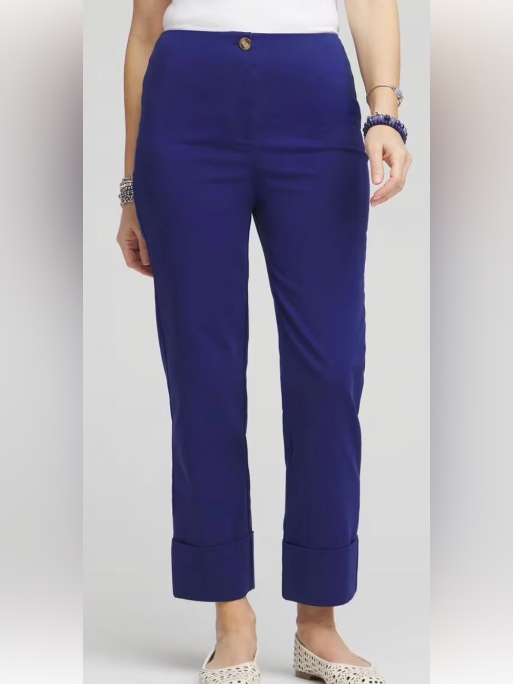 Chico’s Blue High Cuff Straight Leg Crop Pants Size 2 / 12